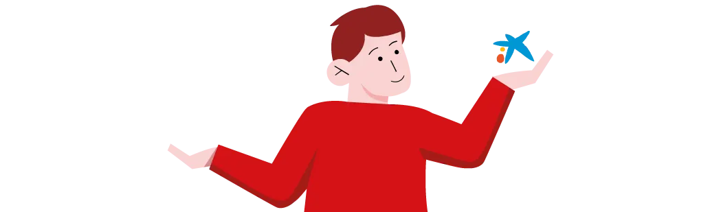 Un hombre con suéter rojo extiende una mano hacia arriba donde flota una estrella azul de seis puntas.