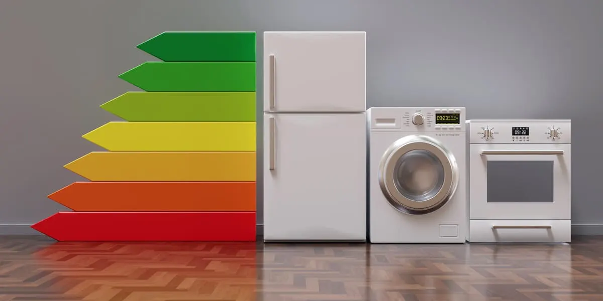 Electrodomésticos junto a escala de eficiencia energética