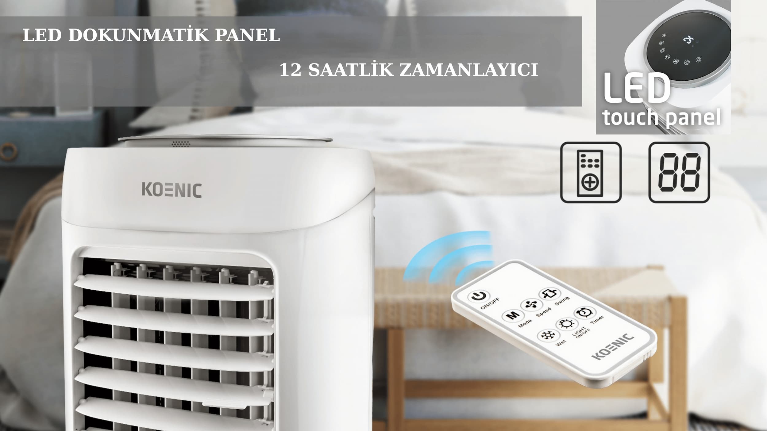 KOENIC KCC 65626 Air Cooler Hava Soğutucu Beyaz (65Watt) Fiyat