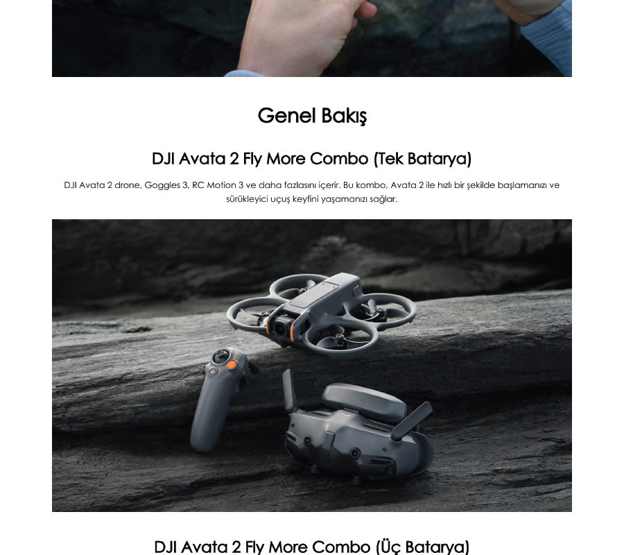 Gri DJI drone, kontrol cihazı ve gözlükler, gri taş zemin üzerinde. Drone, turuncu aksanlara sahip.