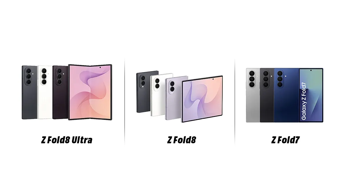 Samsung Galaxy Z Fold8 Ultra, Z Fold8 ve Z Fold7 tasarım ve boyut karşılaştırması