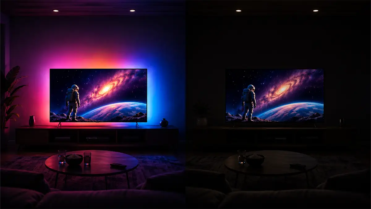 Ambilight TV ile standart bir televizyonun karşılaştırılması, Ambilight TV'nin sunduğu avantajların öne çıkarılması