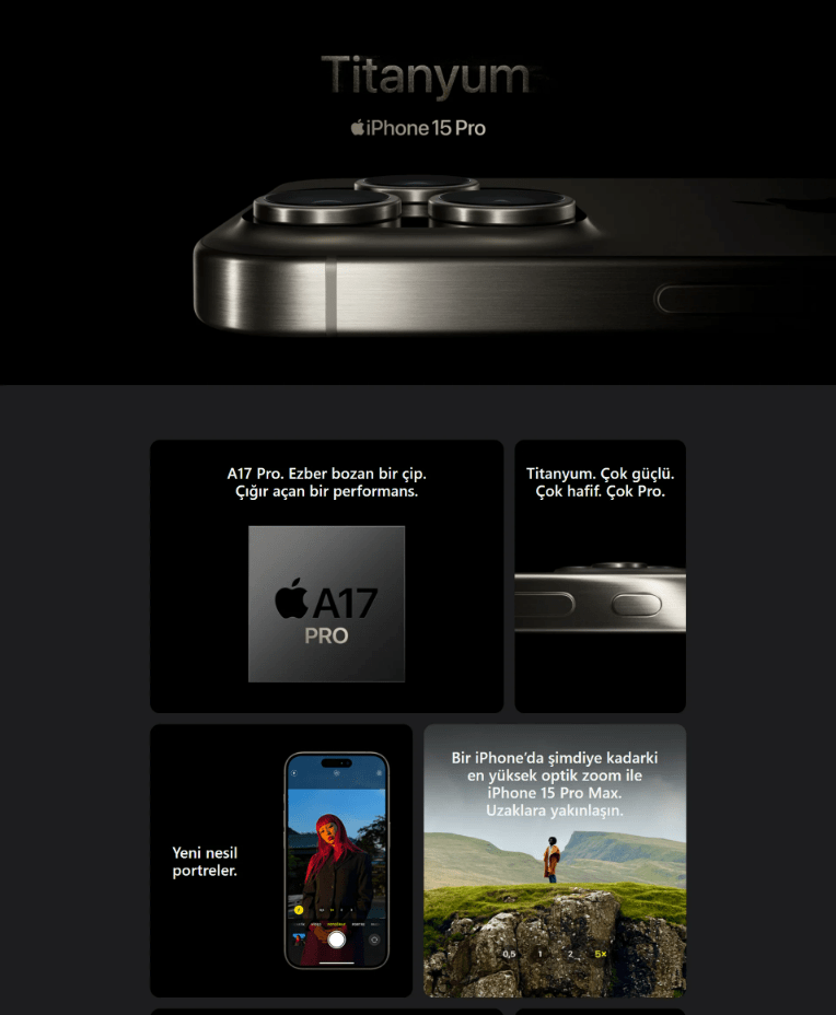APPLE iPhone 15 Pro Max 256 GB Akıllı Telefon Siyah Titanium
