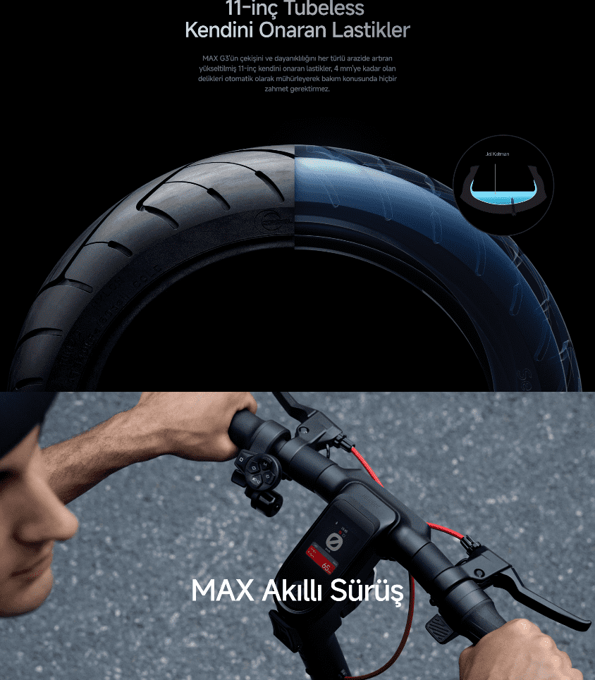 Siyah lastik, scooter gidonu tutan eller. 