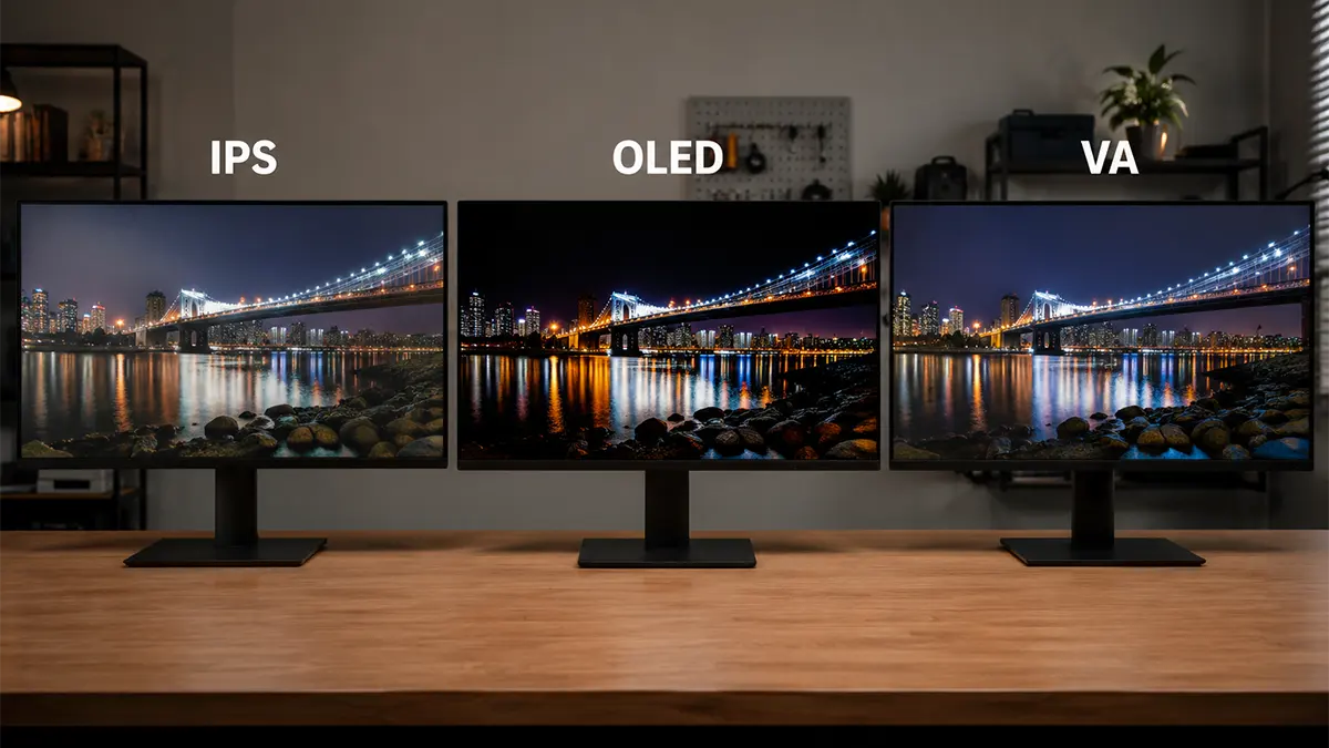 IPS, OLED ve VA monitörler yan yana