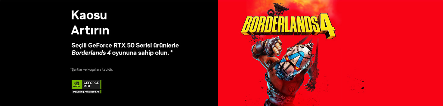 GeForce RTX 50 serisi kampanyası, maskeli karakter patlamayla öne çıkıyor, siyah ve kırmızı arka planlı görsel