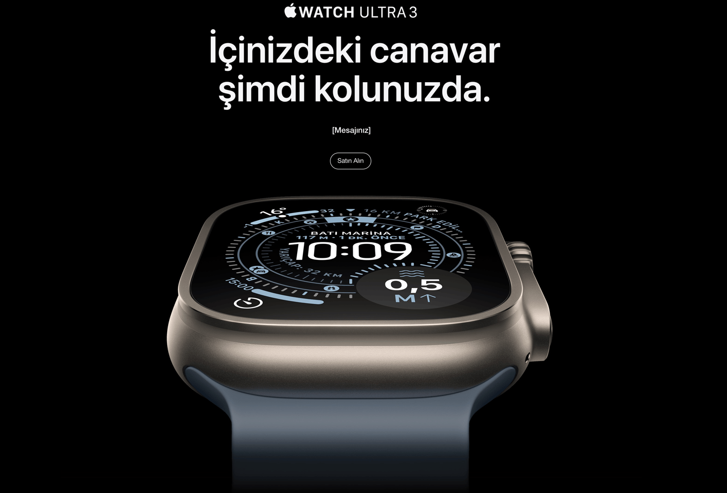 APPLE Watch Ultra 3 GPS + Cellular 49mm Black Titanium Case with Black  Titanium Milanese Loop | Medium MF1Q4TU/A Fiyat & Özellik | MediaMarkt