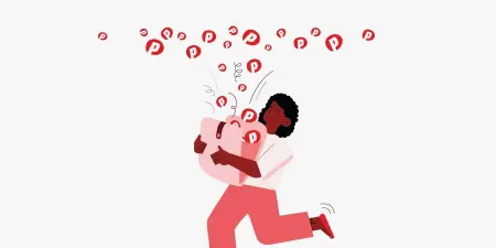 Koşan bir kadın, pembe bir kumbarayı tutuyor ve üzerinde kırmızı logolarla dolu beyaz bir arka plan var.