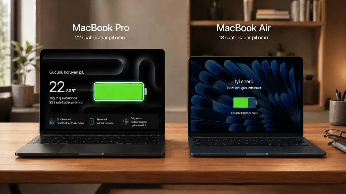 MacBook Pro ve MacBook Air batarya ve pil ömrü karşılaştırması