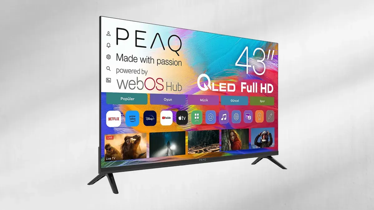 PEAQ 43Q90 43 inç QLED Smart TV – WebOS İşletim Sistemli, Dahili Uydu Alıcılı Full HD TV